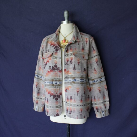 Pendleton jacquard Wool Shacket Board shirt Aztec Southwestern tunic Jacket XL - Picture 9 of 13